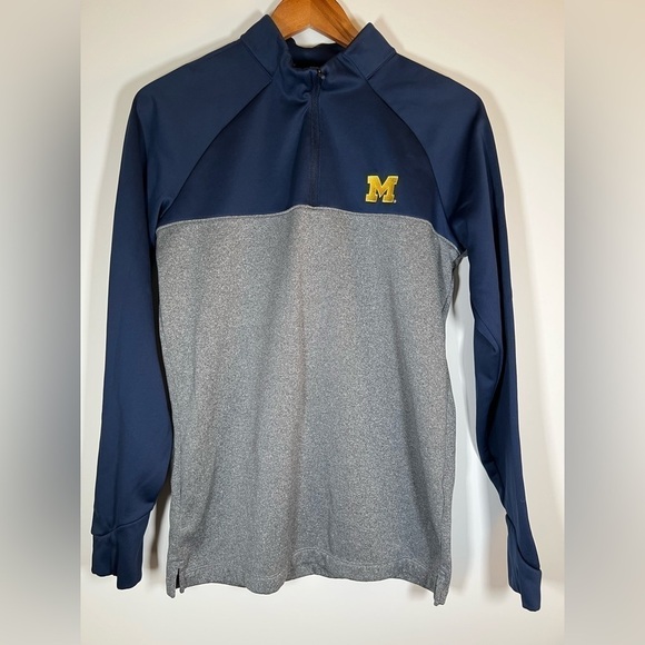 NIKE GOLF Michigan Wolverines maize gray blue performance zip embroidered S - Picture 1 of 9
